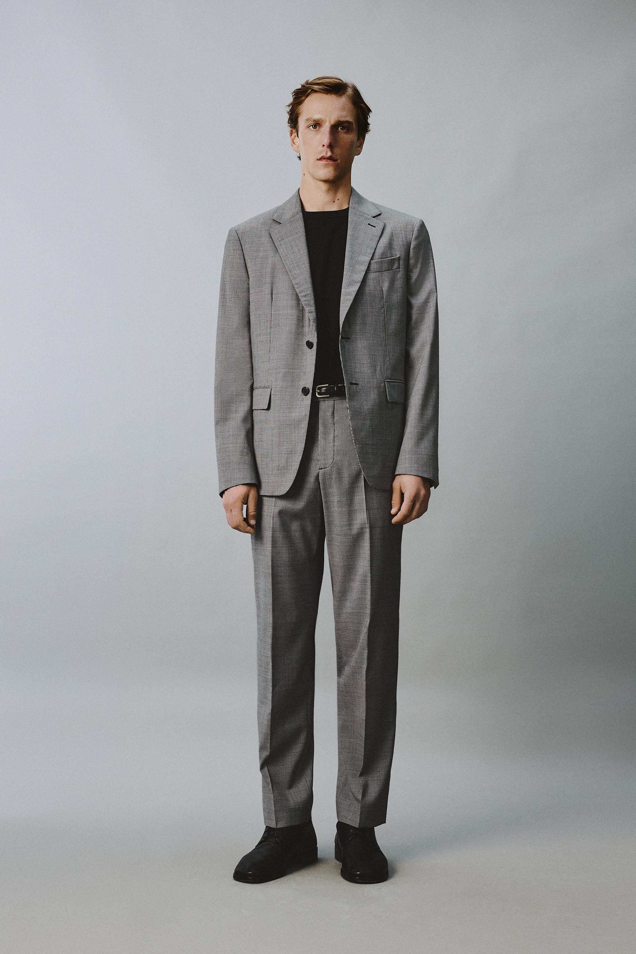 PLAID WOOL BLEND SUIT PANTS
